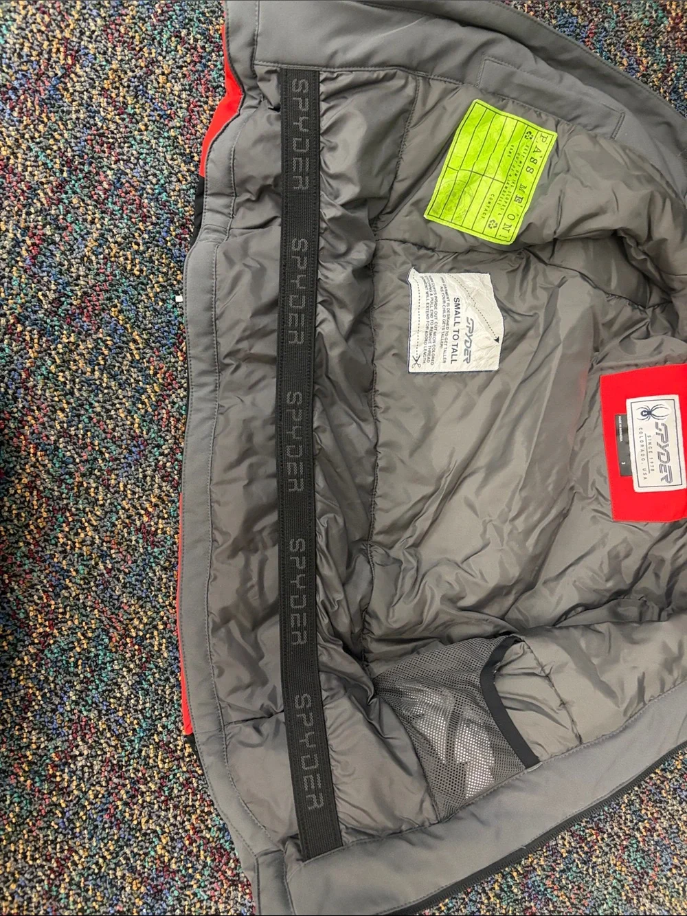 Spyder Colorblock Kids Puffer Jacket in Red, Gray & Black